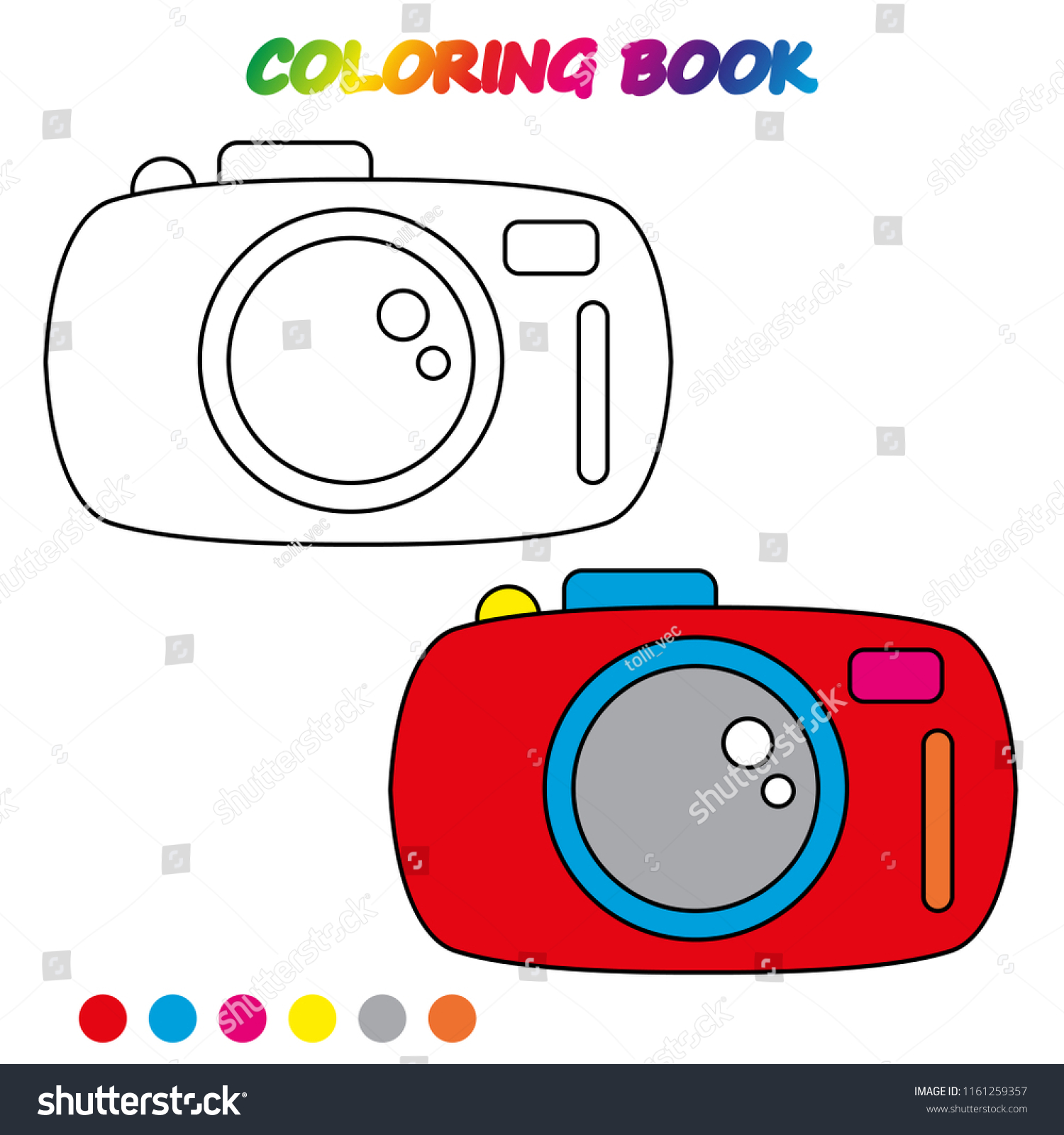 Camera Coloring Page Worksheet Game Kids Stock Vector (royalty Free 