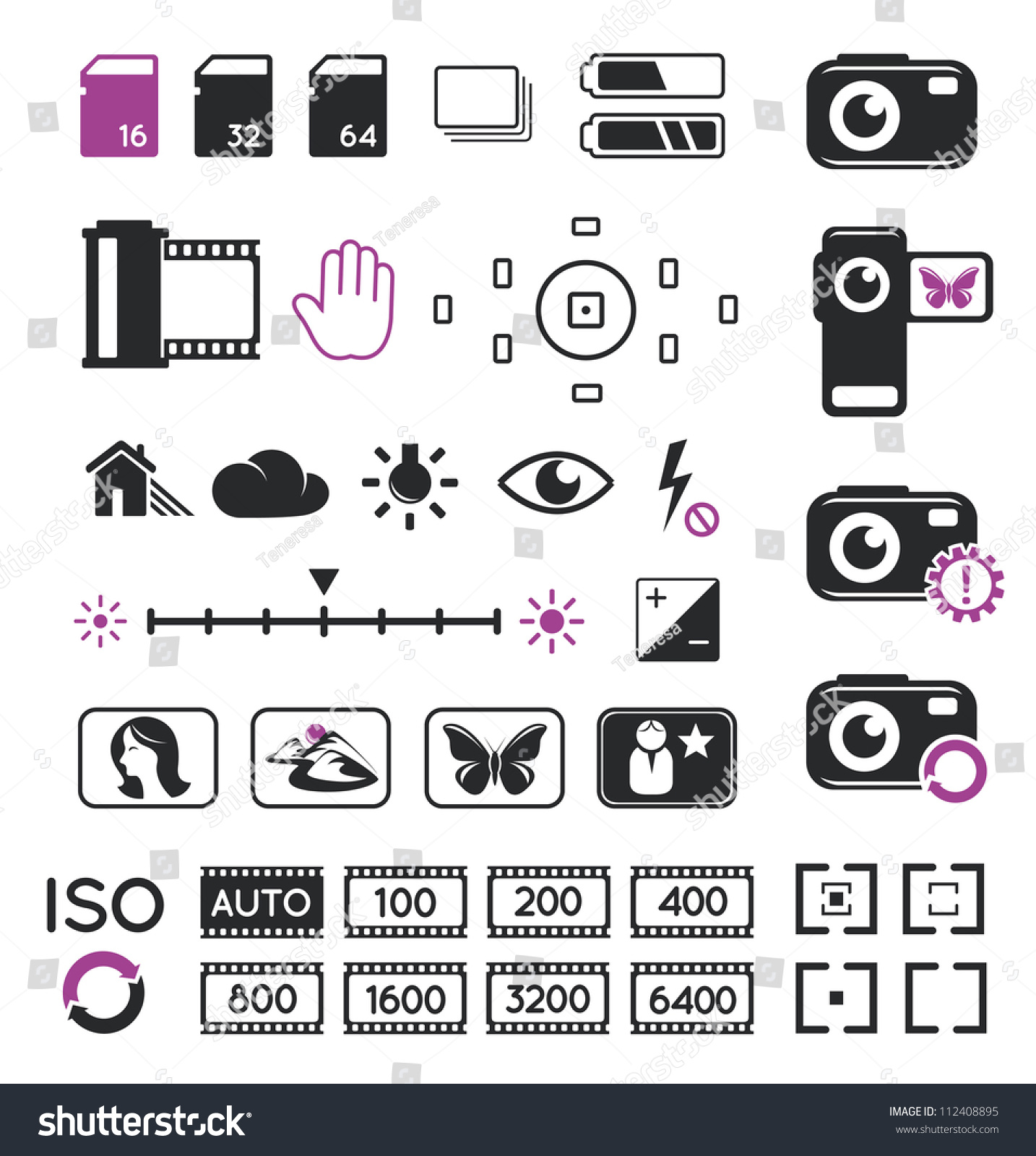SVG of Camera display icons and screen symbols vector set svg