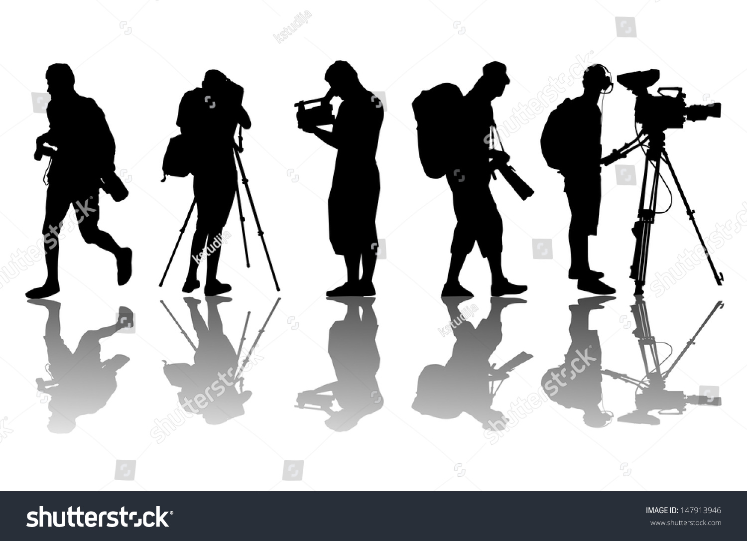 Cameramen Camcorder Video Operator Vector Background Stock Vector ...