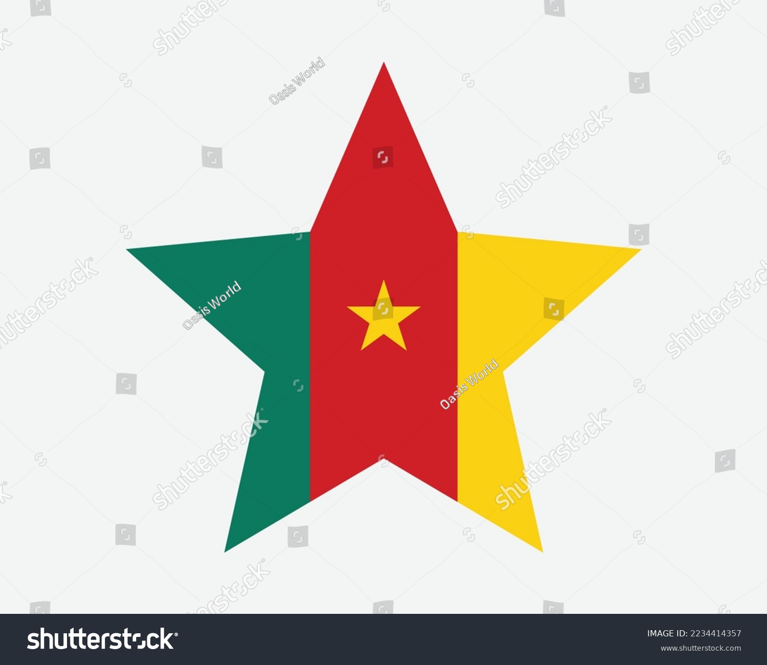 SVG of Cameroon Star Flag. Cameroonian Star Shape Flag. Country National Banner Icon Symbol Vector 2D Flat Artwork Graphic Illustration svg