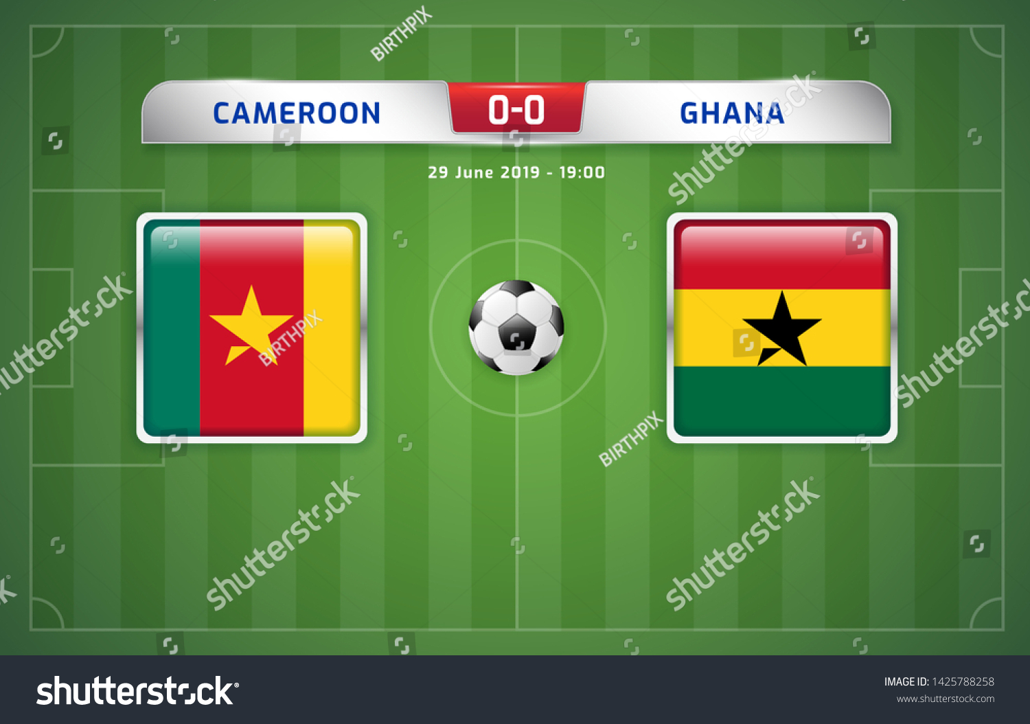 Cameroon Vs Ghana Scoreboard Broadcast Template Stock Vector (Royalty ...