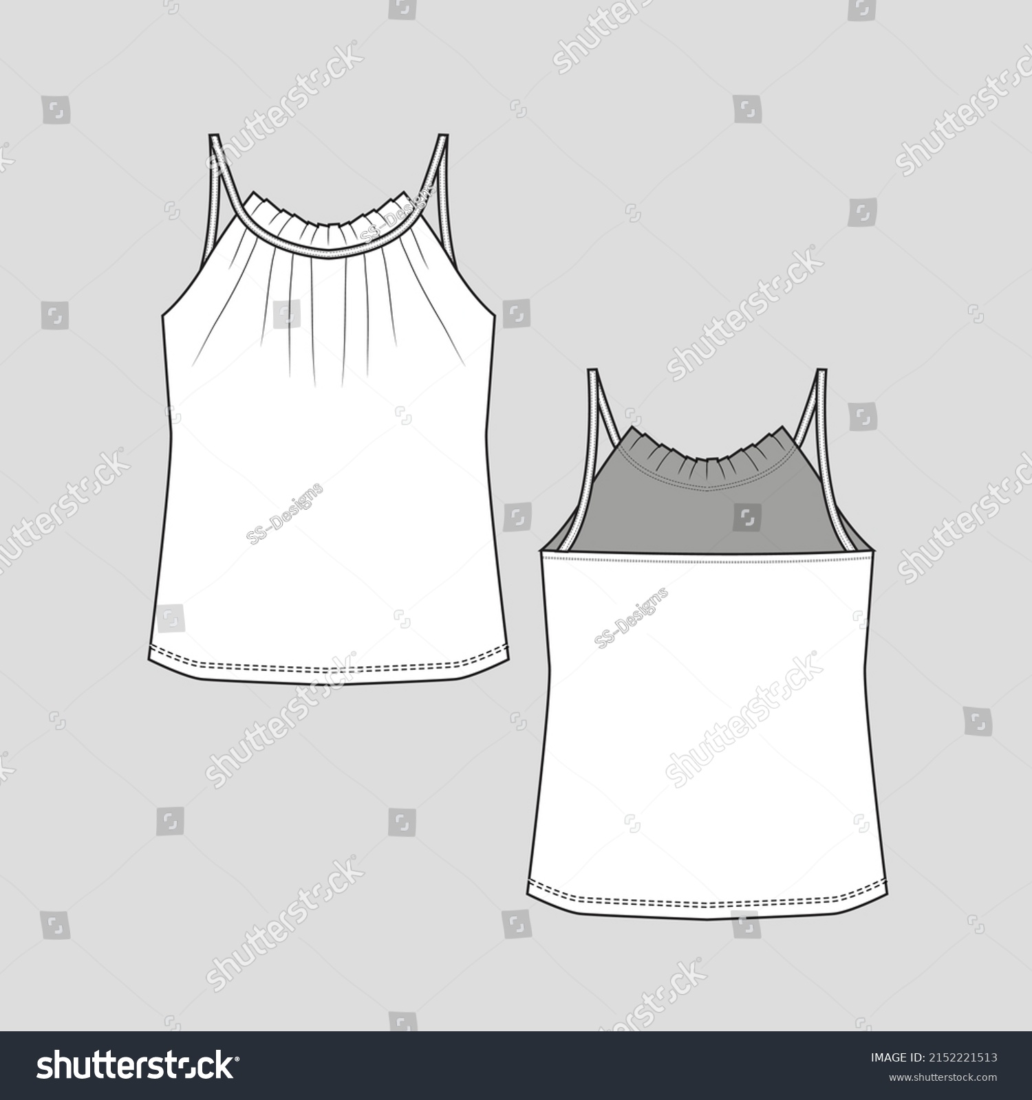 Camisole Pleated Fashion Top Neck Pleat Stock Vector (Royalty Free ...