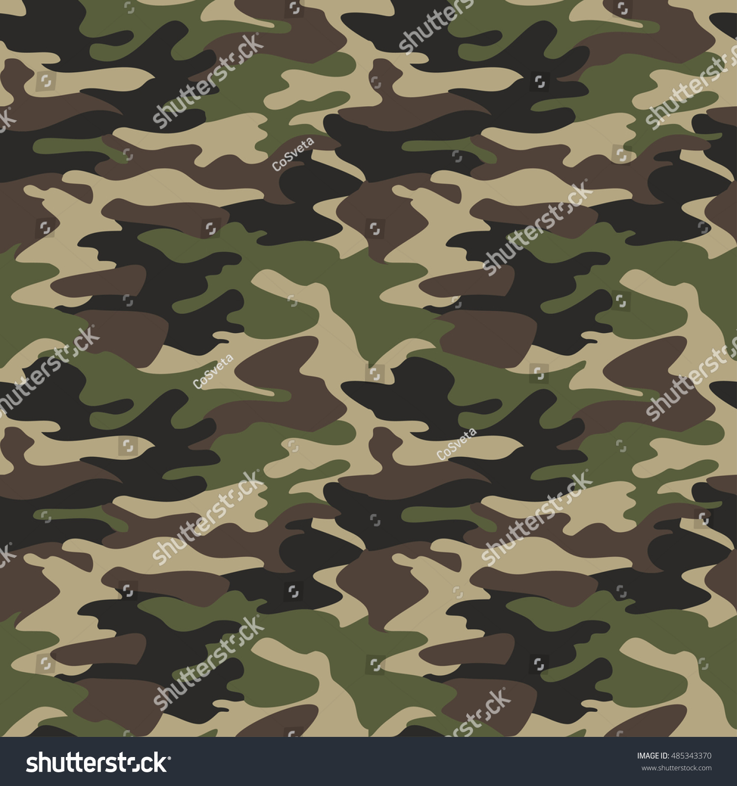 SVG of Camouflage pattern background seamless vector illustration. Classic clothing style masking camo repeat print. Green brown black olive colors forest texture svg