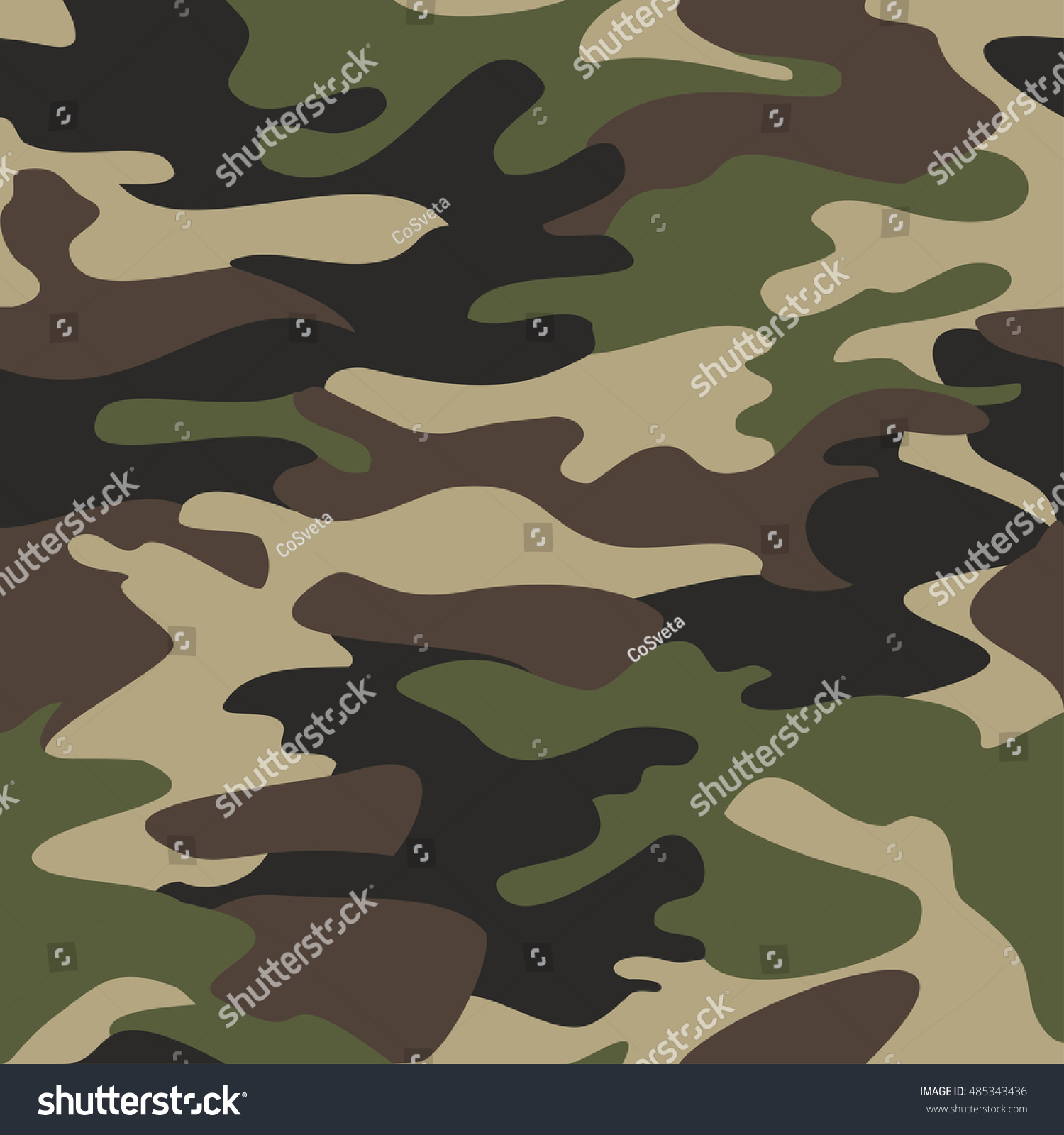 SVG of Camouflage pattern background seamless vector illustration. Classic clothing style masking camo repeat print. Green brown black olive colors forest texture svg