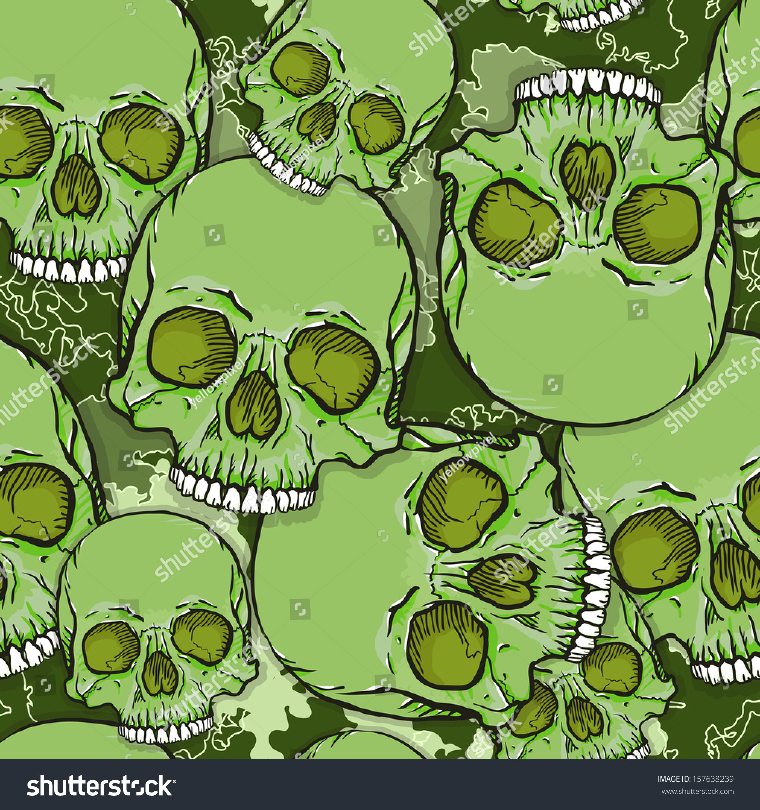 Camouflage Skull Background. Vector Seamless Pattern. - 157638239 ...