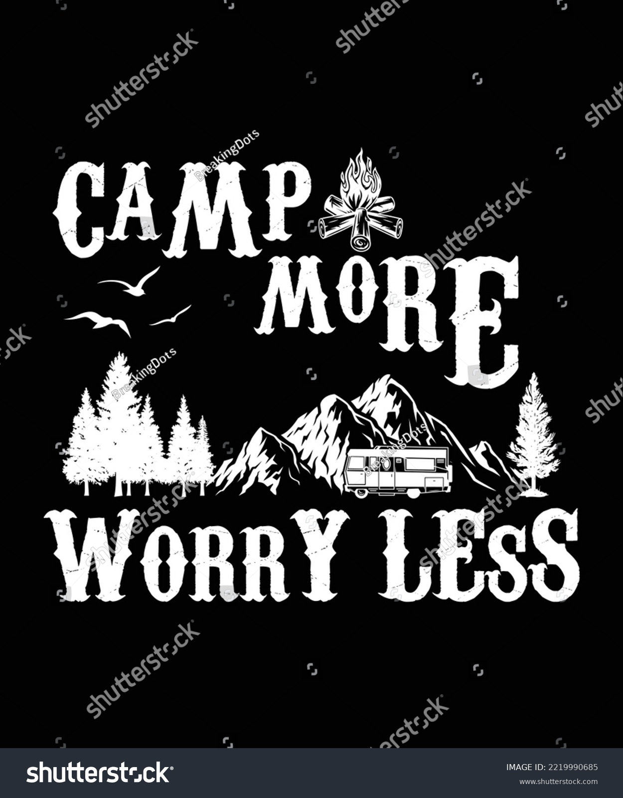 SVG of Camp More Worry Less Shirt Design, Camping Crew, Camping Lover, Hiking Gift, nature, hiking, adventure, travel, outdoors, mountain
 svg