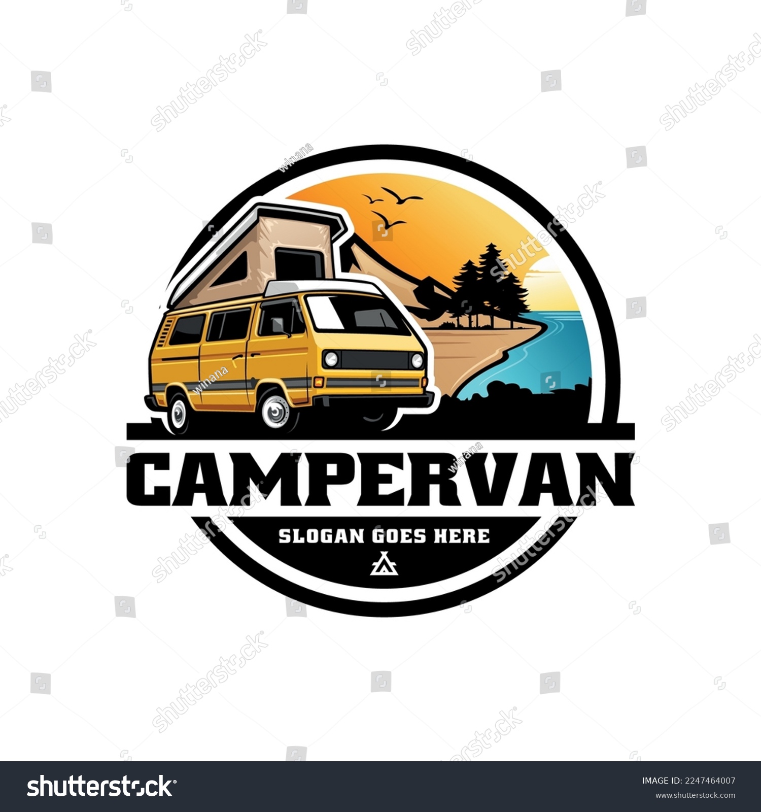 SVG of camper car with pop up tent illustration logo vector svg