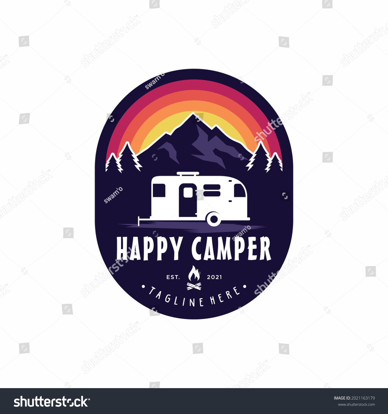 Camper Trailer Recreational Vehicle Rv Adventure Stock Vector (Royalty ...