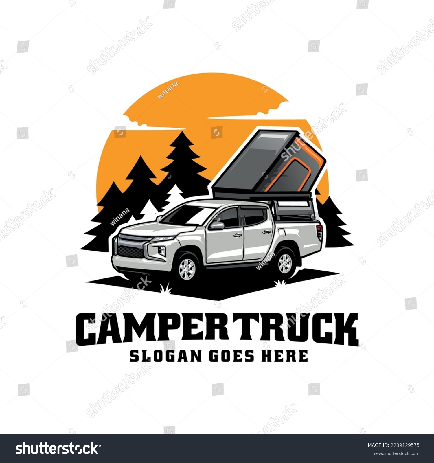 SVG of camper truck with top tent logo vector svg