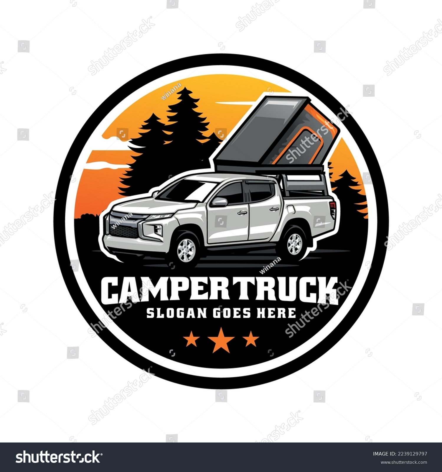 SVG of camper truck with top tent logo vector svg