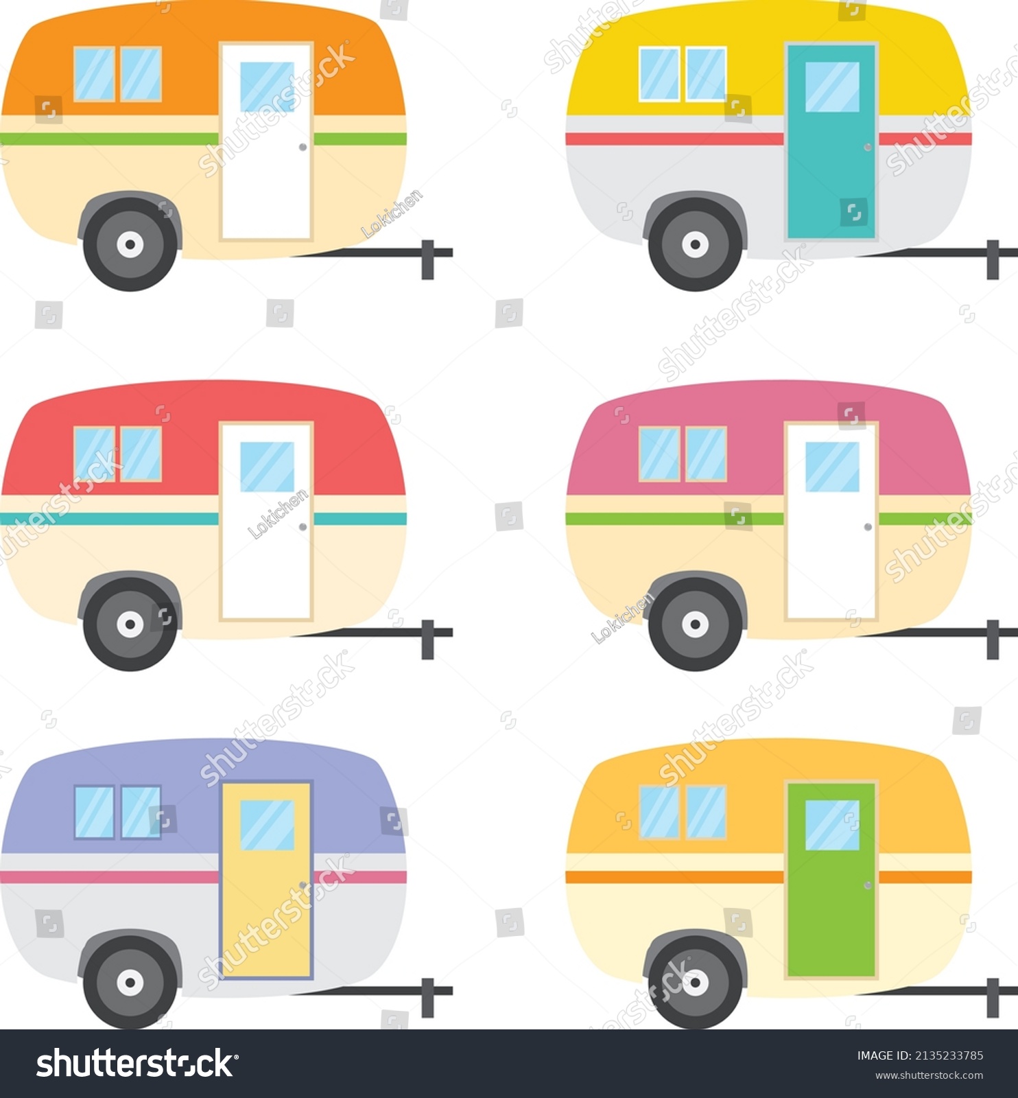 Camper Van Clipart Cute Vector Stock Vector (Royalty Free) 2135233785