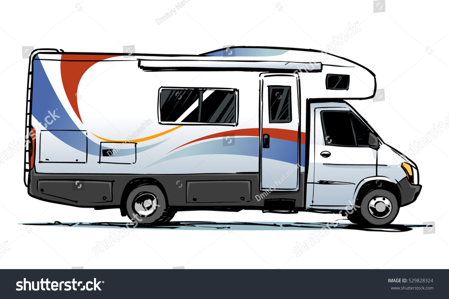 Download Camper Van Illustration Side View Stock Vector 529828324 ...