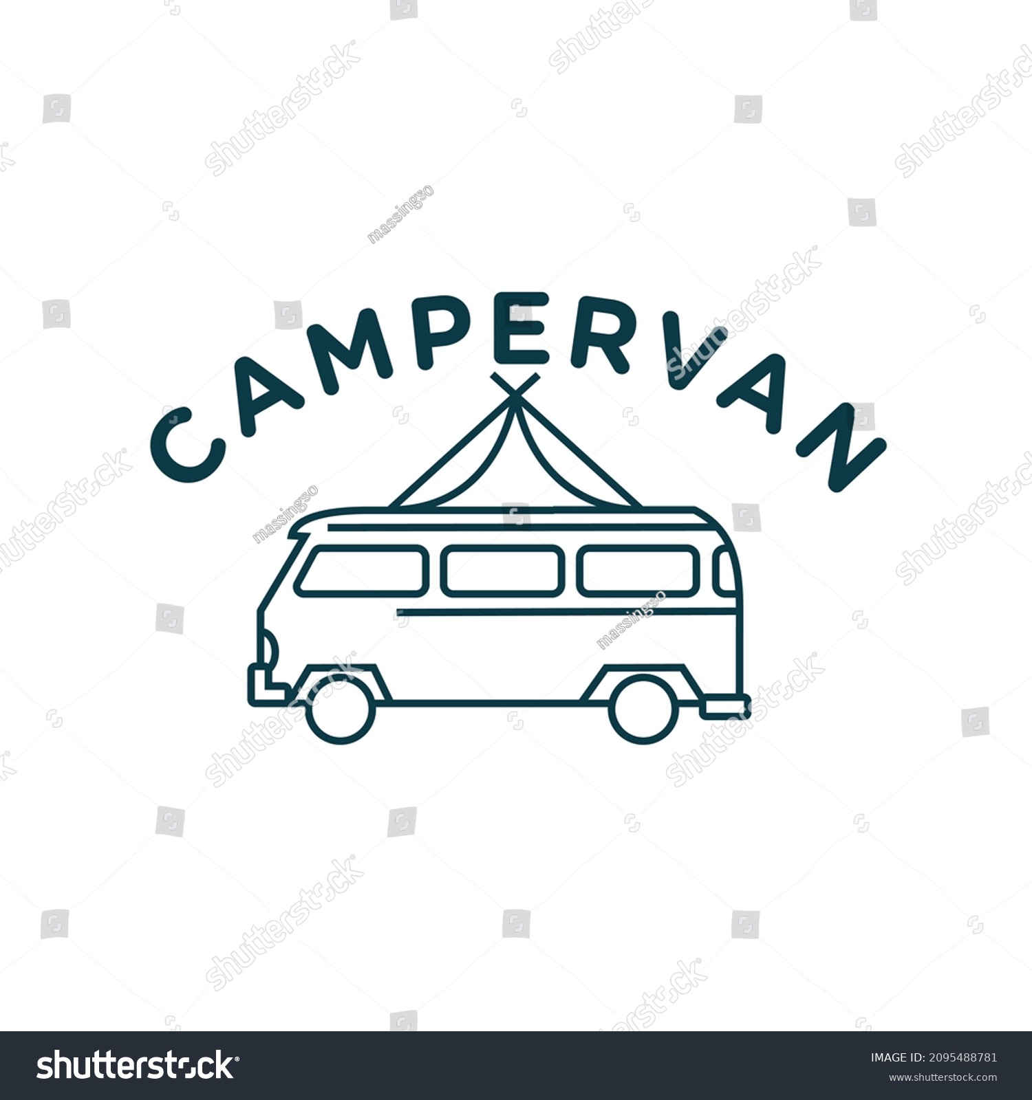 Campervan Logo Vector Monoline Concept Stock Vector (Royalty Free ...