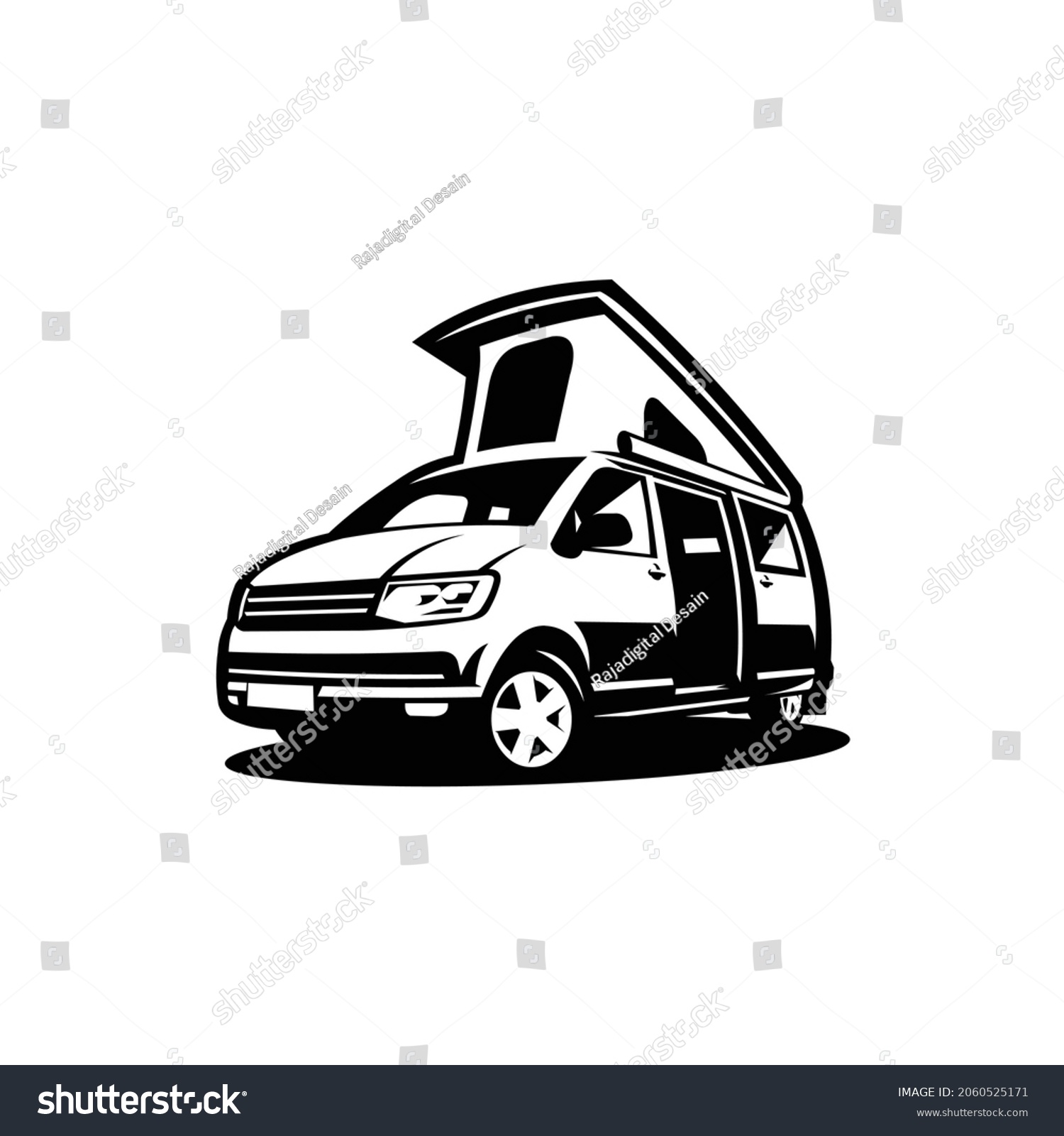 SVG of Campervan silhouette vector isolated in white background. Black and white color campervan svg