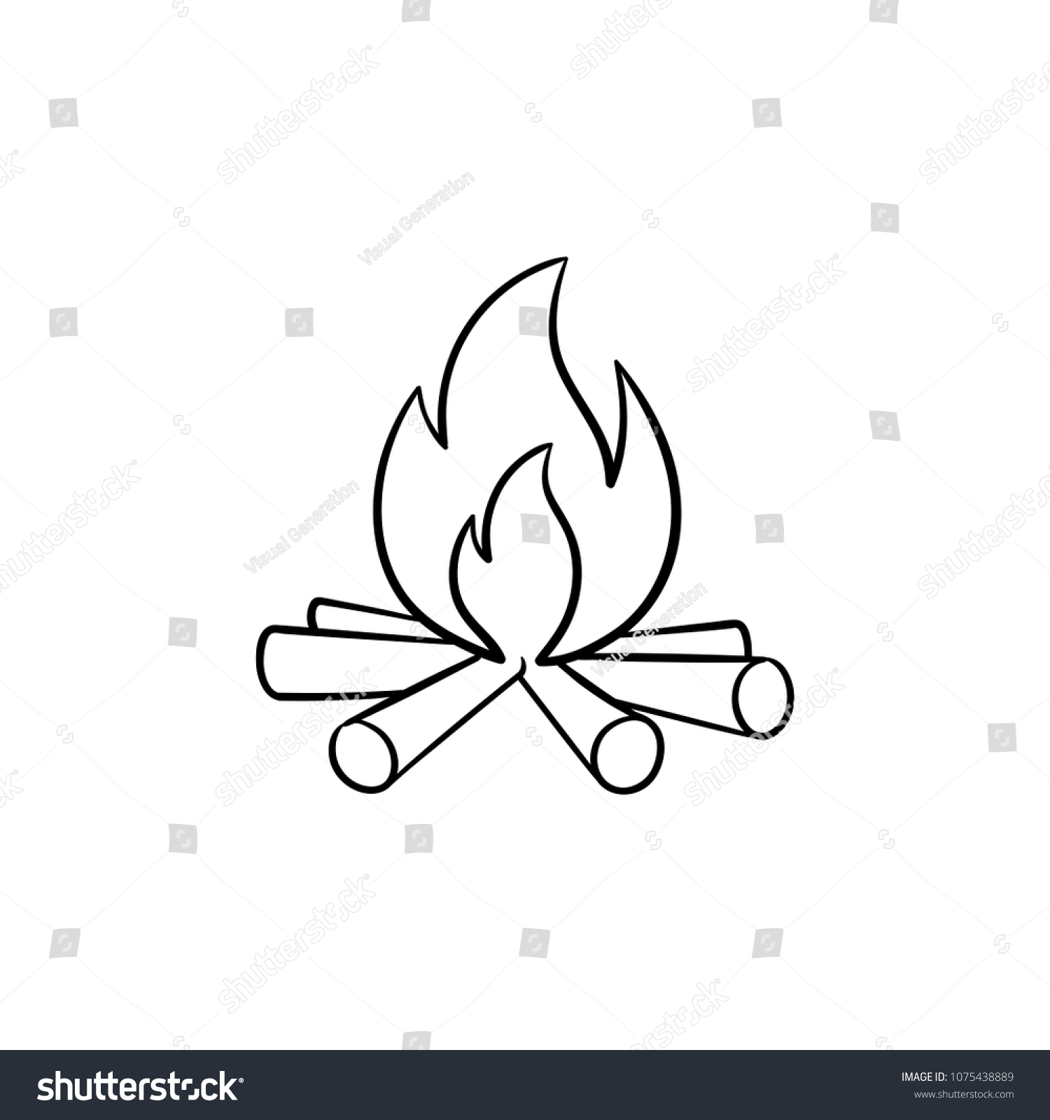 Campfire Hand Drawn Outline Doodle Icon Stock Vector (Royalty Free ...