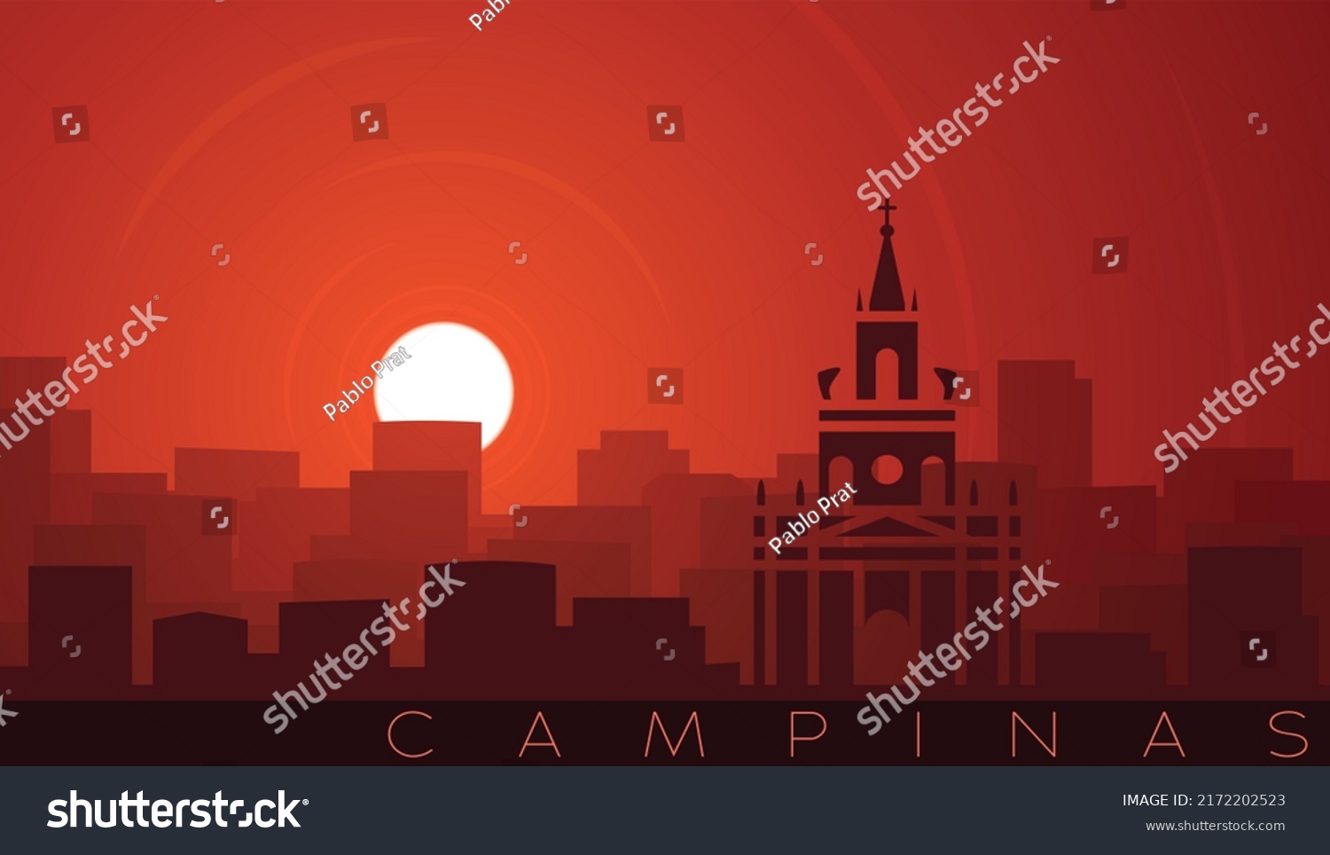 Campinas Low Sun Skyline Scene Stock Vector (Royalty Free) 2172202523 ...