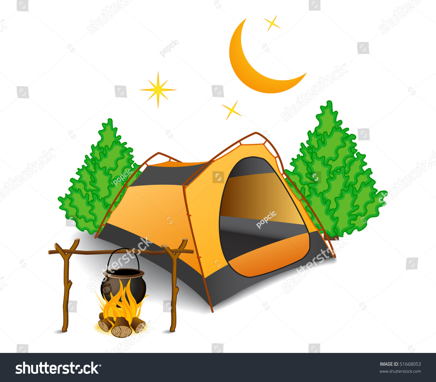Camping Stock Vector Illustration 51668053 : Shutterstock