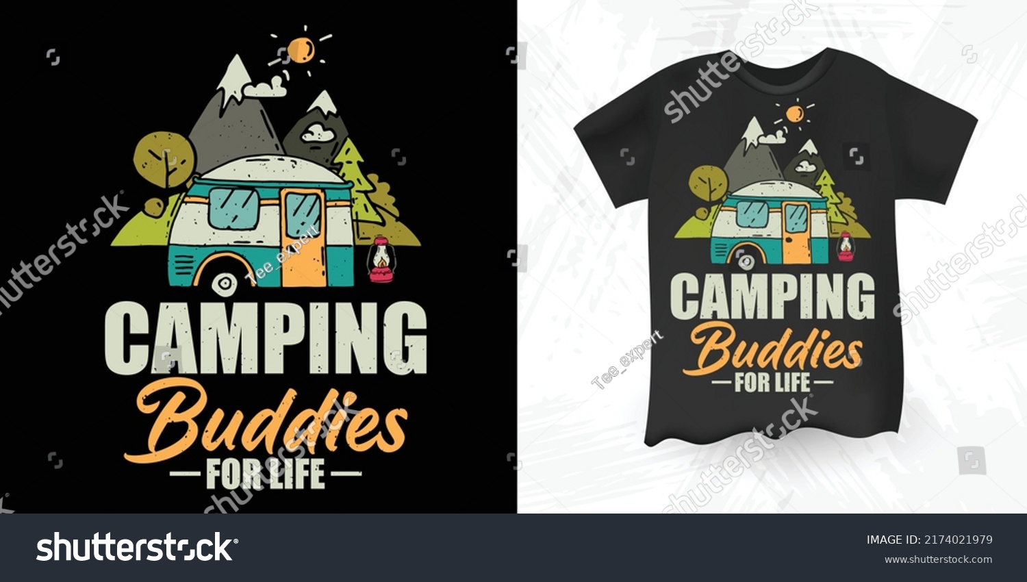 SVG of Camping Buddies For Life Funny Outdoor Vintage Camper Camping  RV T-shirt Design svg