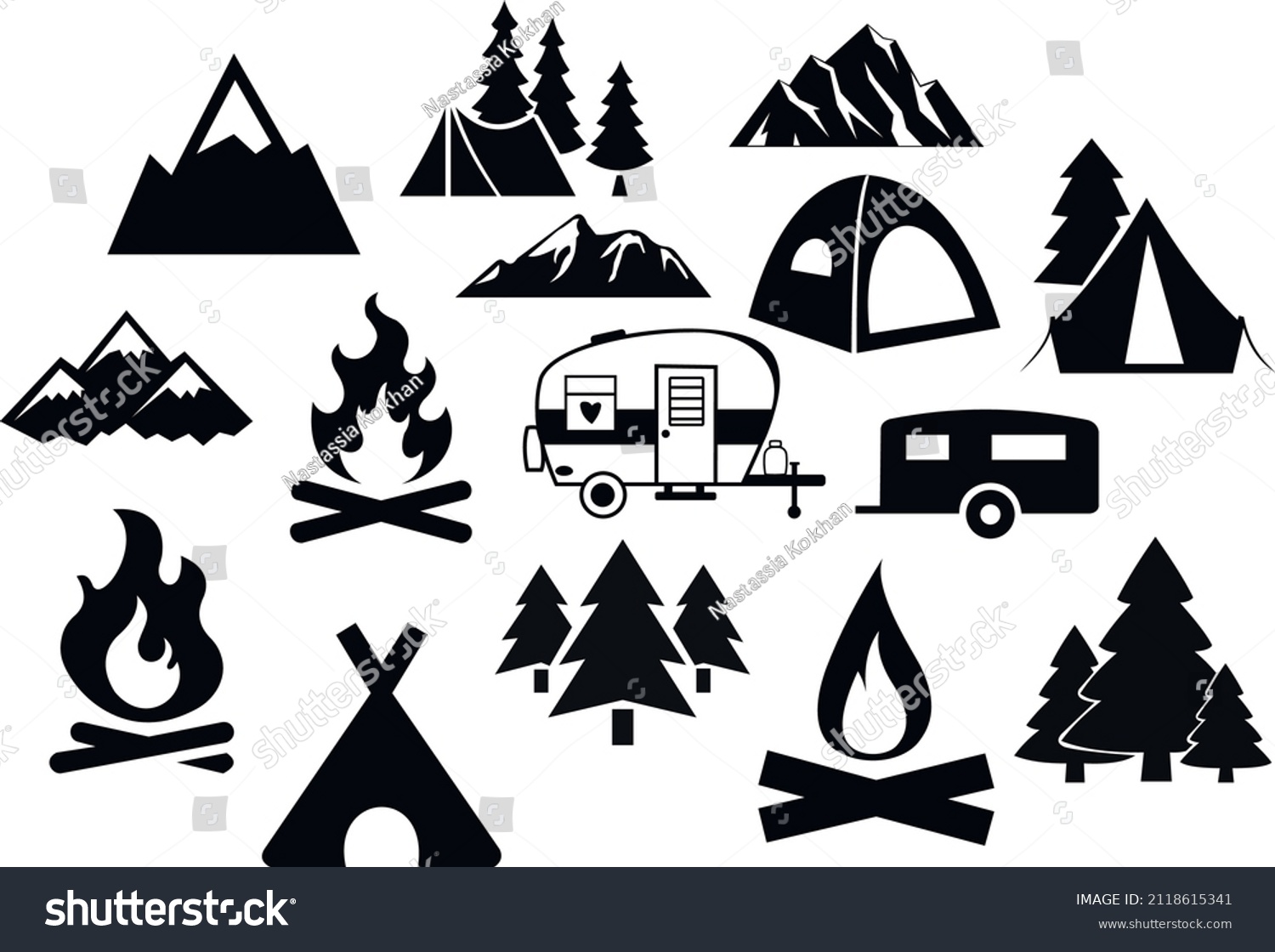 SVG of camping bundle svg vector Illustration isolated on white background. camping and chill, active recreation,leisure,travel,rest near the fire with friends,campaign with family,print for T-shirt svg