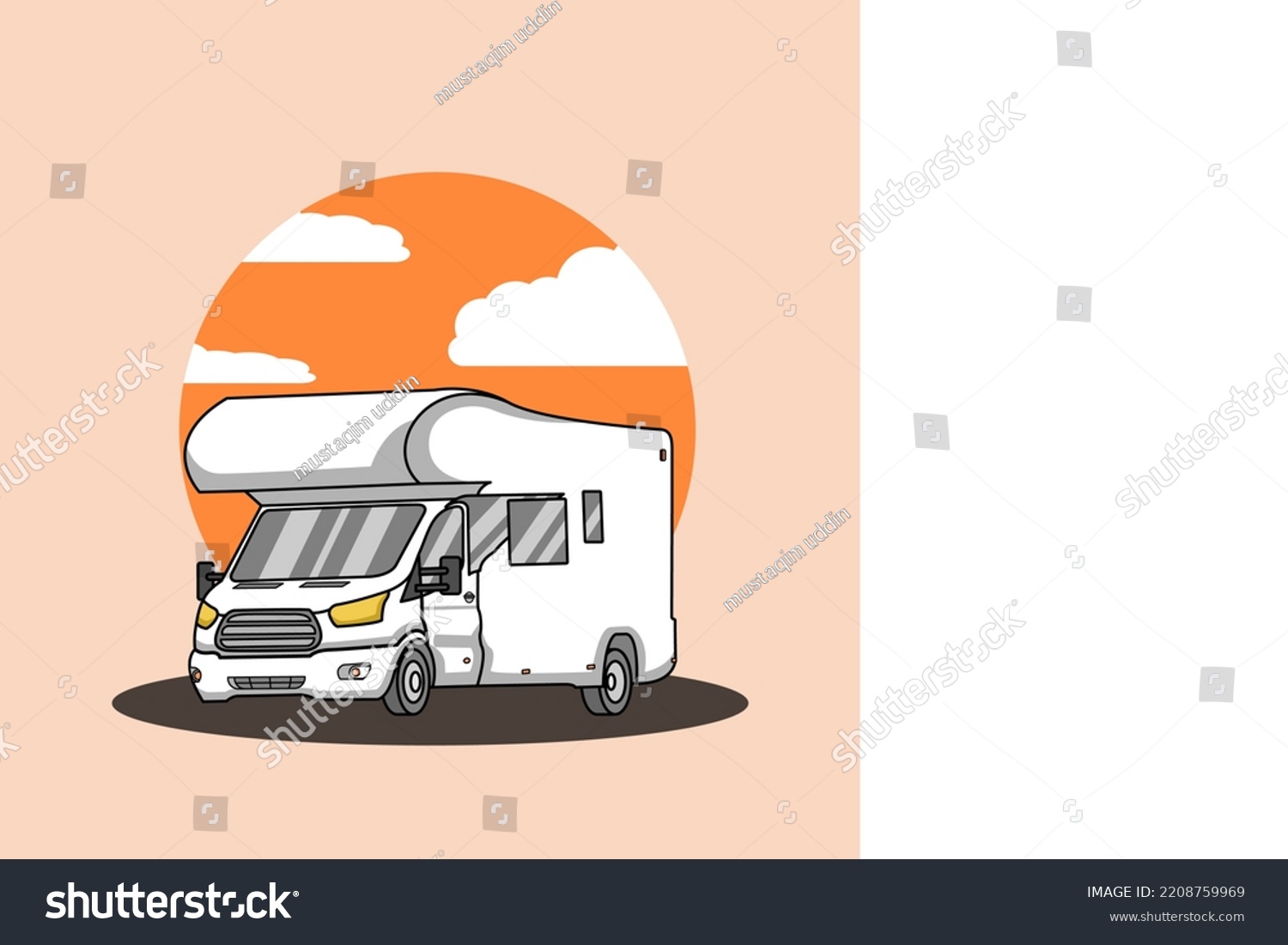 SVG of camping car camper van  white with pop up tent illustration logo vector svg