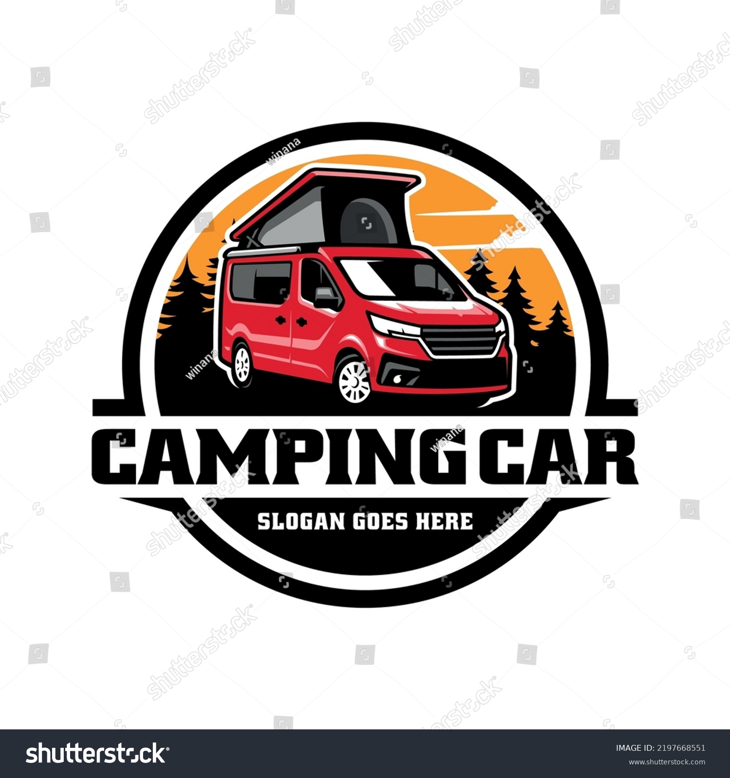 SVG of camping car camper van with pop up tent illustration logo vector svg