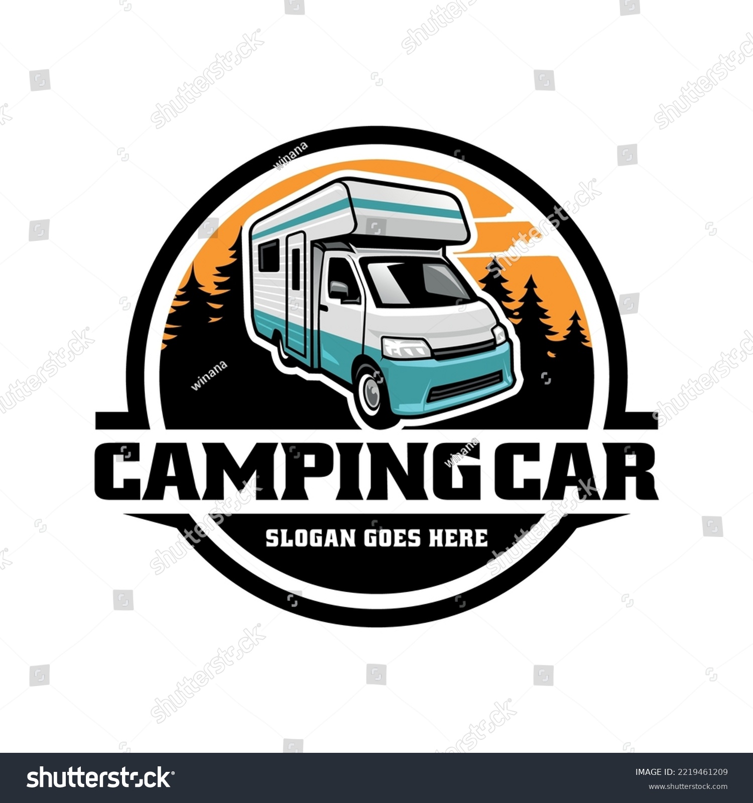 SVG of camping car, campervan illustration logo vector svg
