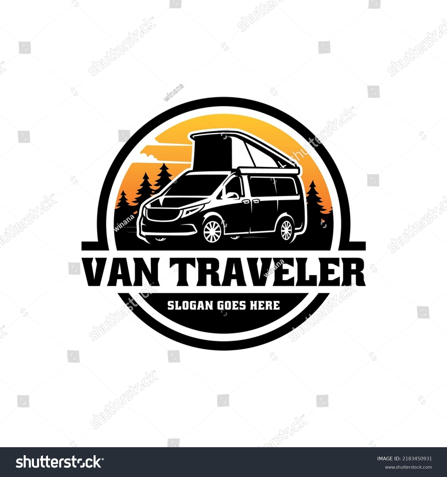 SVG of Camping car with pop up tent illustration logo vector svg