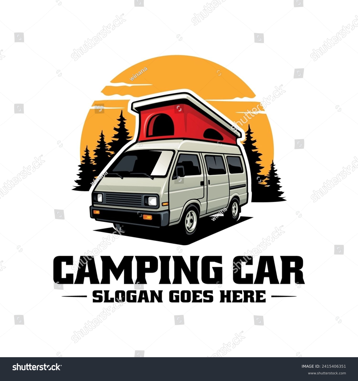 SVG of camping car with roof tent illustration logo vector svg