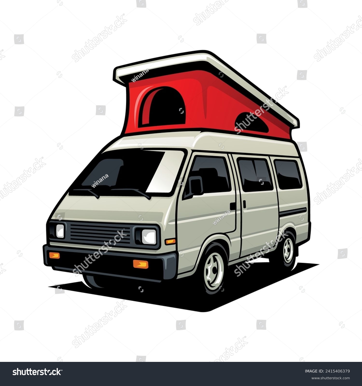 SVG of camping car with roof tent illustration vector svg