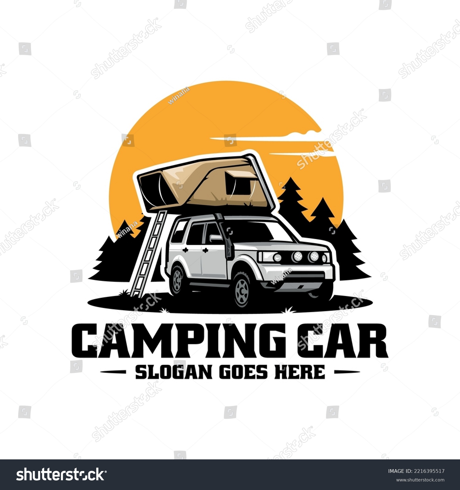 SVG of camping car with roof top tent logo vector svg