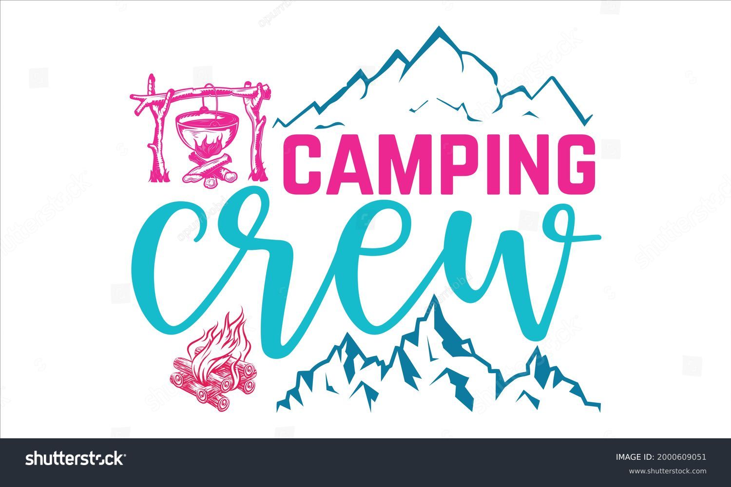 SVG of Camping crew- Camping t shirts design, Hand drawn lettering phrase, Calligraphy t shirt design, Isolated on white background, svg Files for Cutting Cricut and Silhouette, EPS 10 svg