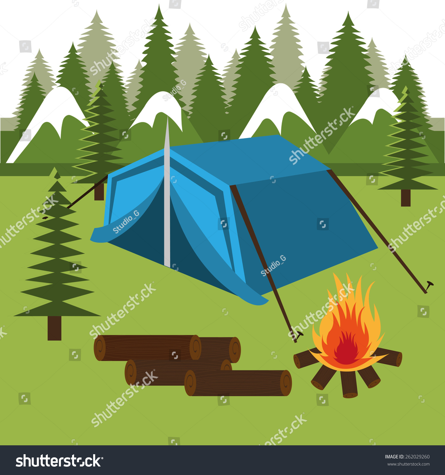 Camping Design Over Landscape Background Vector Stock Vector 262029260 ...