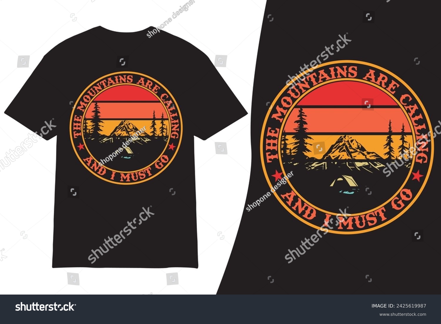 SVG of Camping T shirt design. Camping T shirt design vector. Funny Outdoor Retro Vintage Camper Camping T-shirt Design,with mountain,silhouette,trees in vintage style.Adventure Tshirt svg