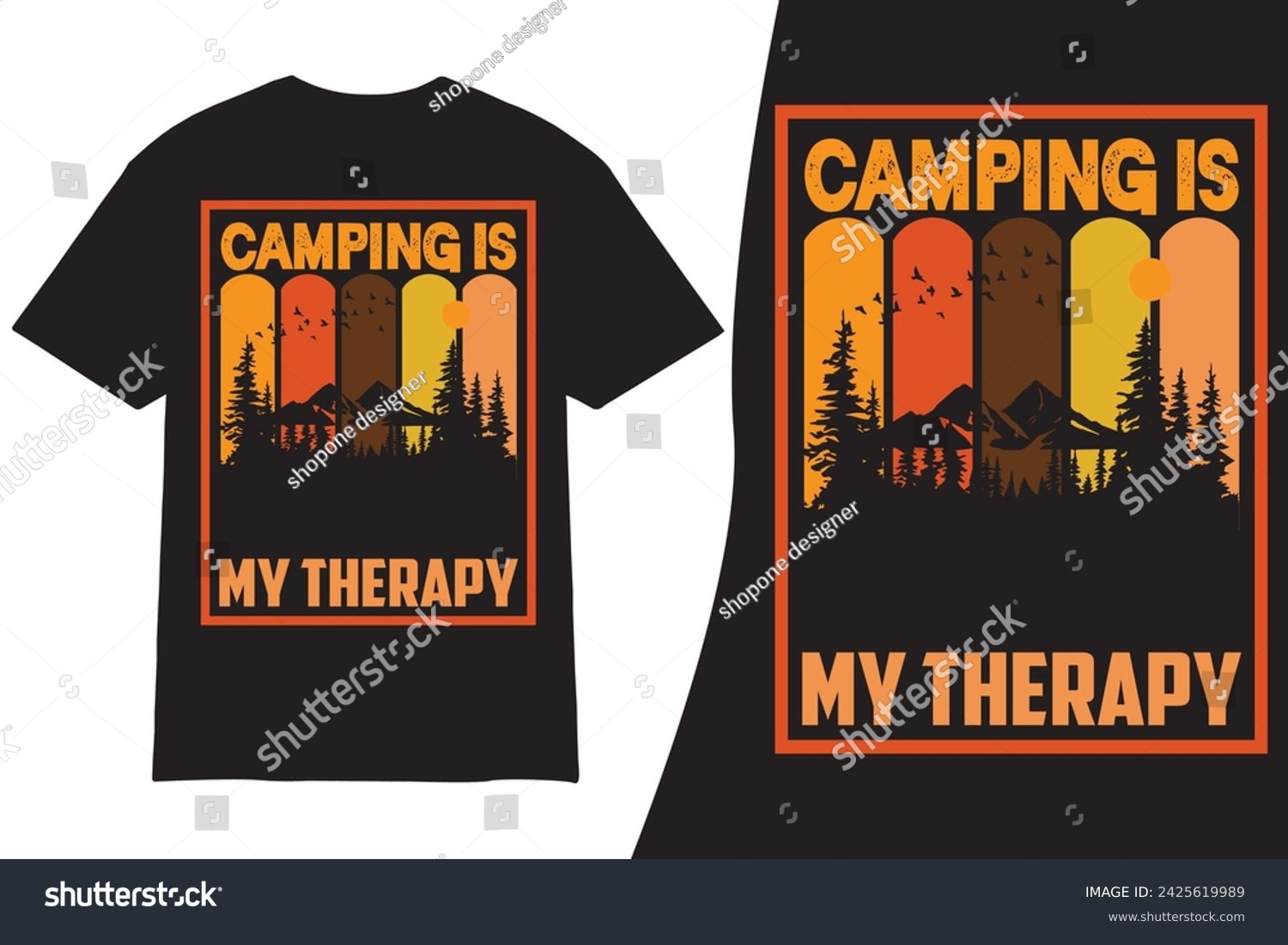 SVG of Camping T shirt design. Camping T shirt design vector. Funny Outdoor Retro Vintage Camper Camping T-shirt Design,with mountain,silhouette,trees in vintage style.Adventure Tshirt svg
