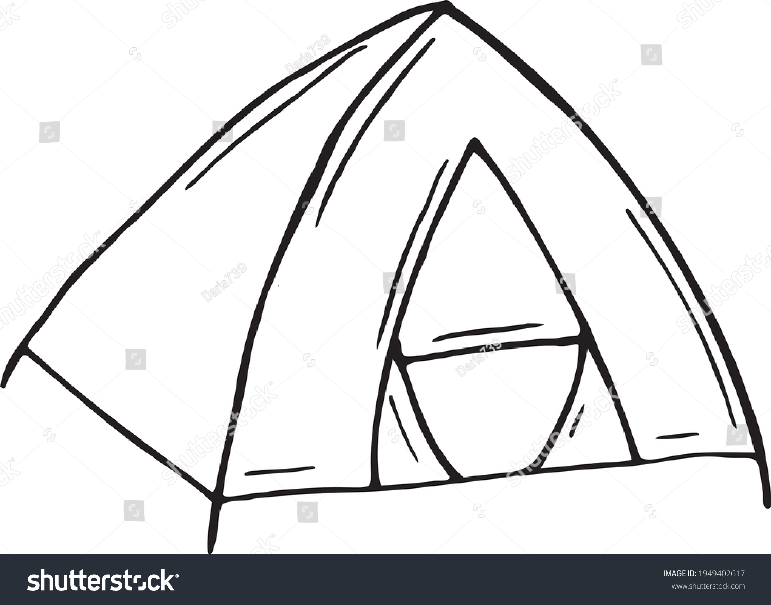 SVG of Camping Tent drawn vector doodle illustration. Camping element. Isolated on white background. Hand drawn simple element svg