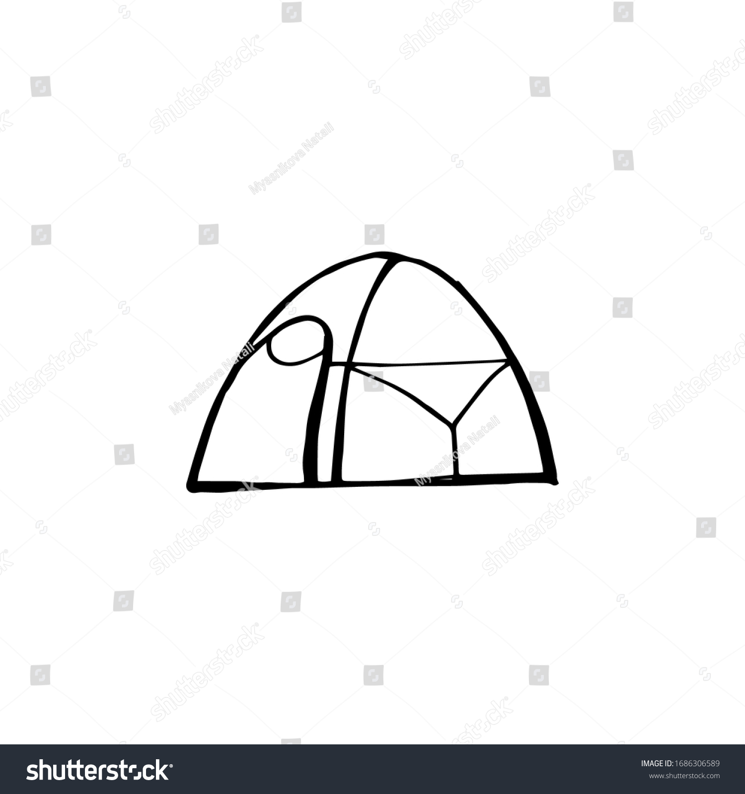 SVG of Camping tent. Hand drawing sketch vector illustration isolated on white background svg