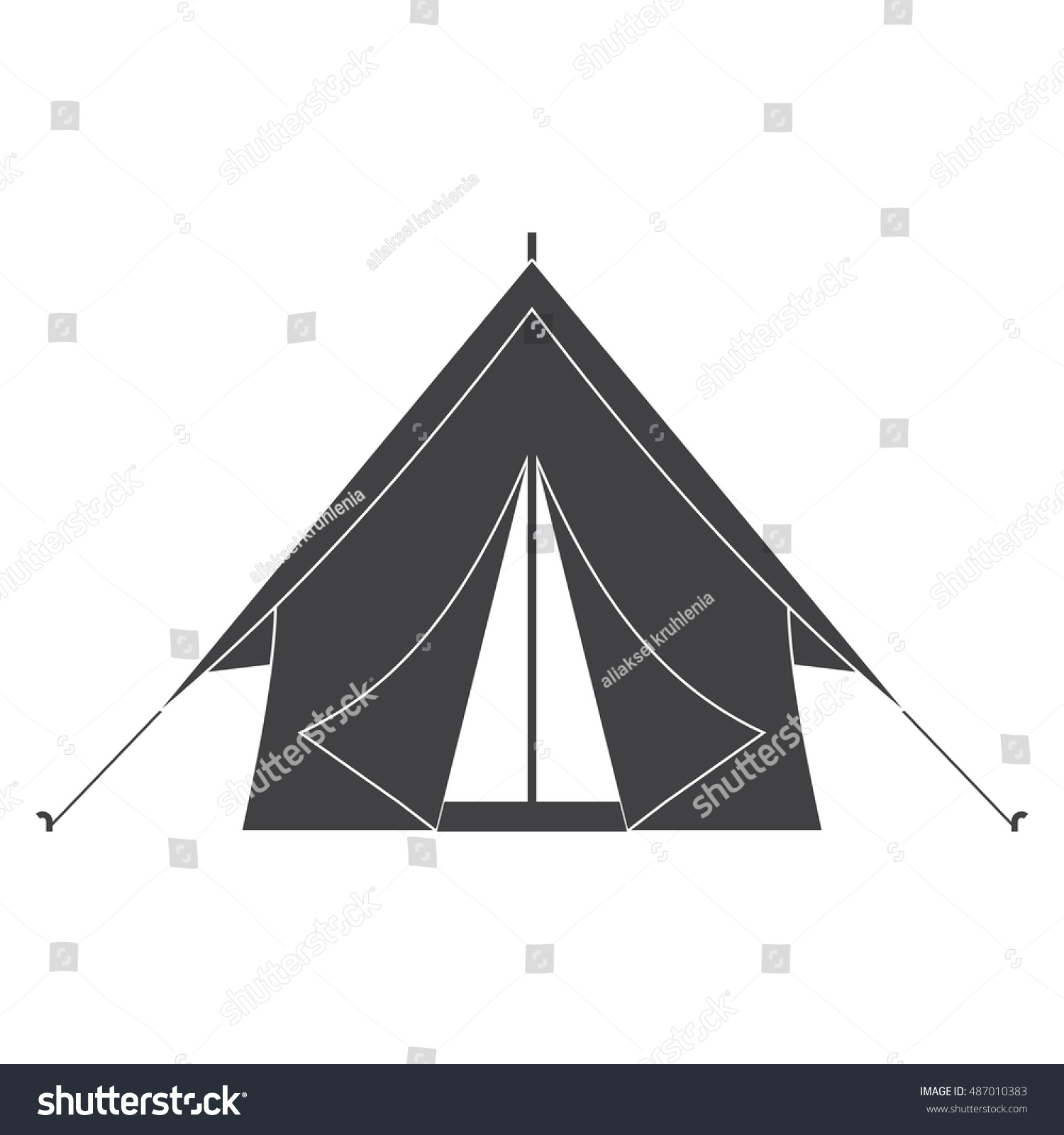 Camping Tent Silhouette Isolated On White Stock Vector (Royalty Free ...