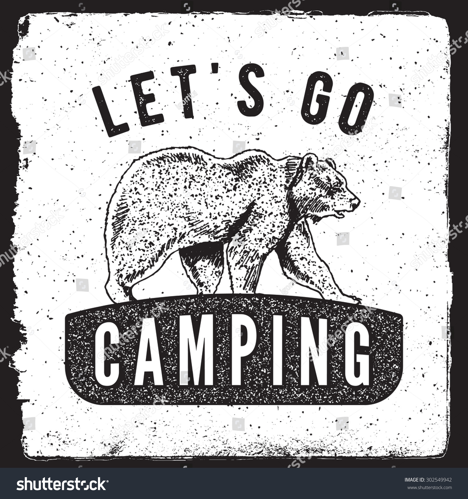 Camping Vintage Emblem Logotype Template Bear Stock Vector 302549942 ...