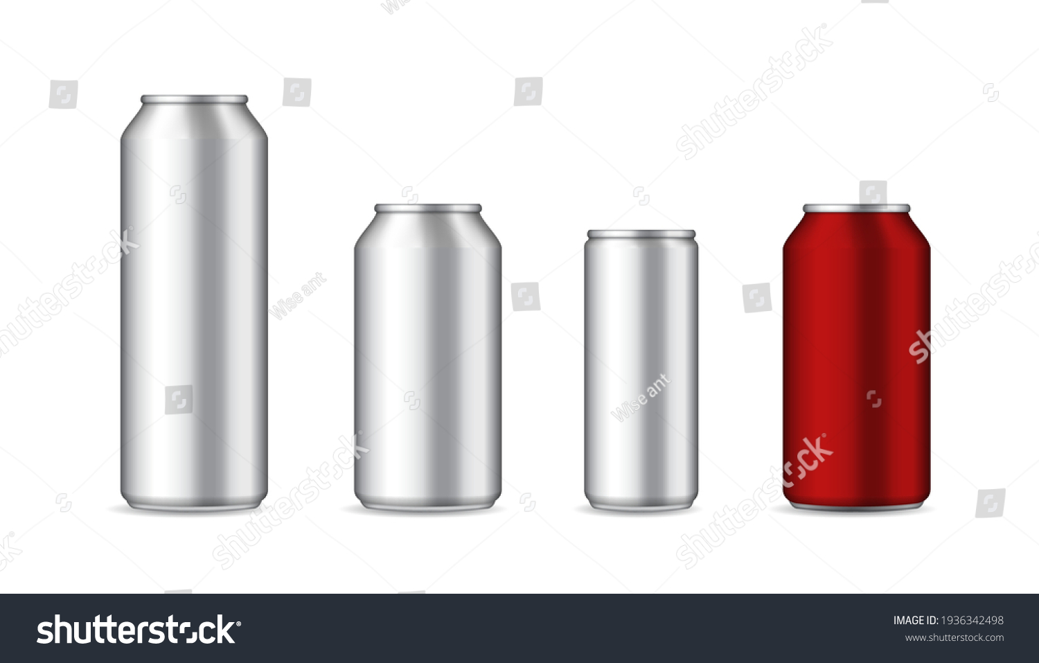 SVG of Can of beer. Aluminium bottle for drink. Mockup of can bottle for soda or cola. Silver and red aluminum box for water, energy drink. Blank 3d mock up for cold juice. Realistic container. Vector. svg