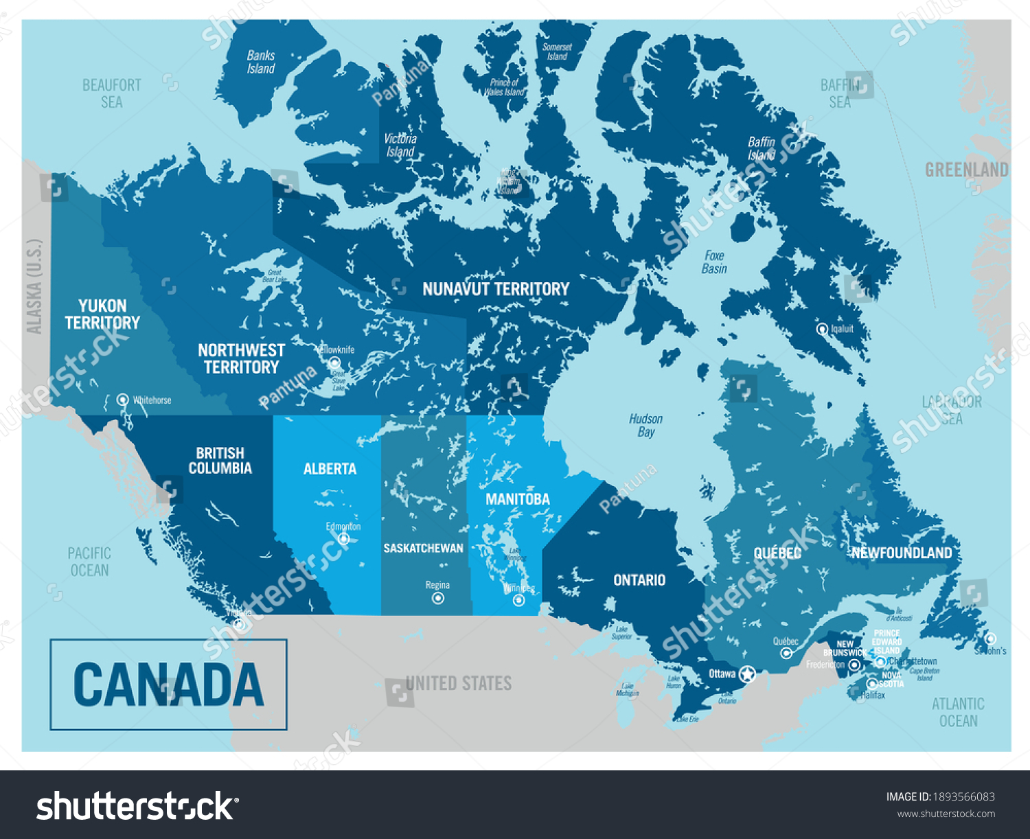 Canada Country Map With States Canada Country Political Map Detailed Vector Stock Vector (Royalty Free)  1893566083