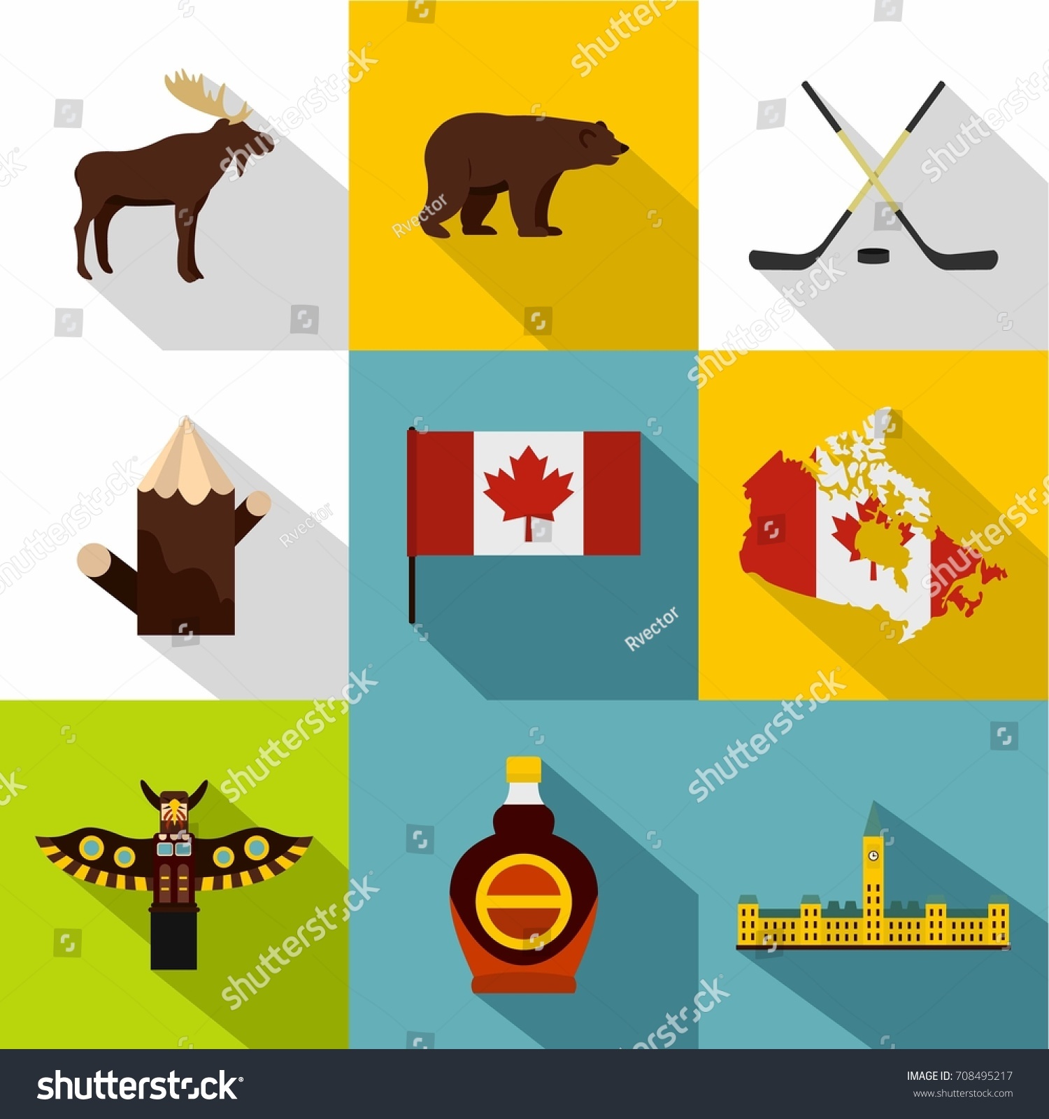 Canada Icon Set Flat Style Set Stock Vector (Royalty Free) 708495217