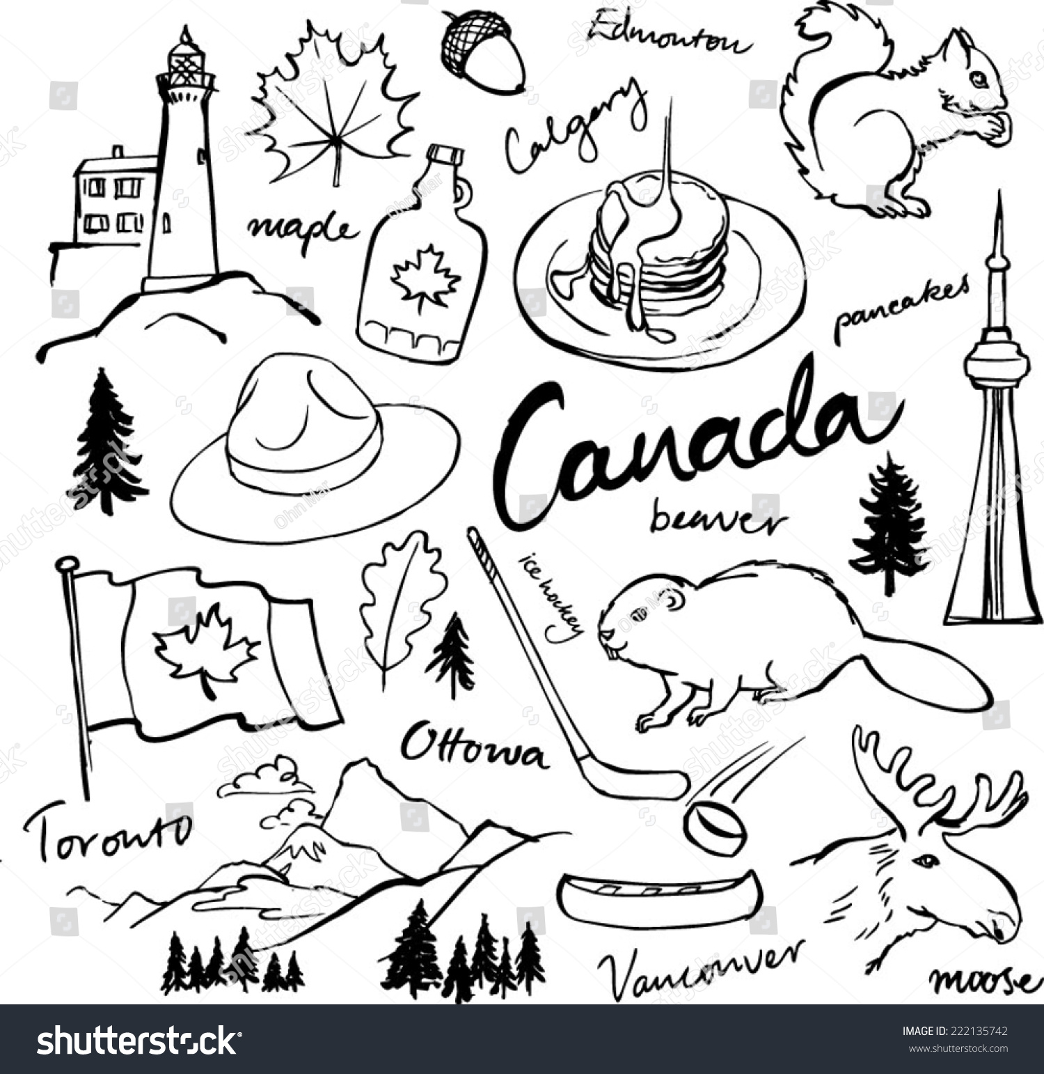 Canada Icon Vector Doodle Set Stock Vector (Royalty Free) 222135742