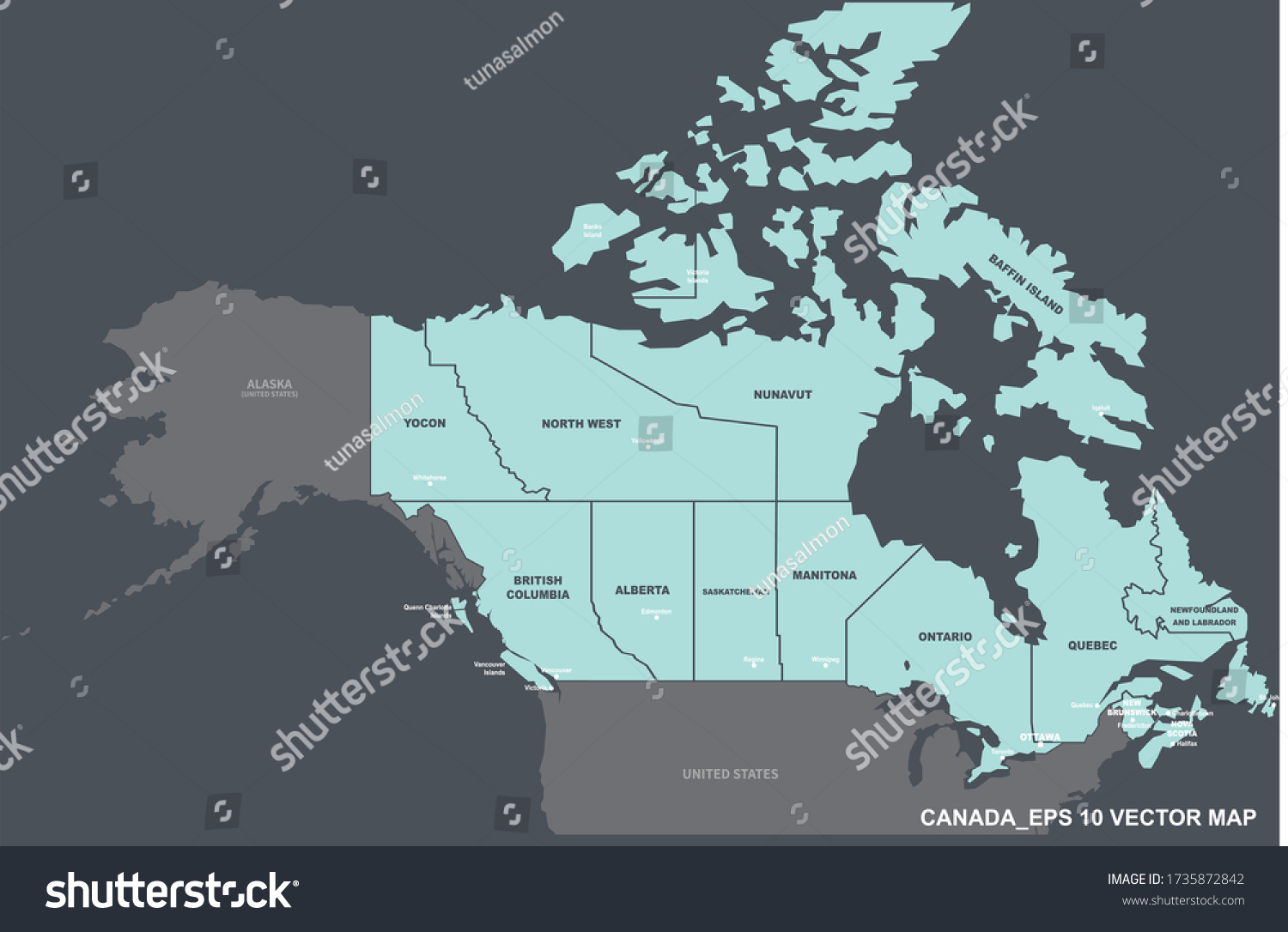 Canada Map Canada Province Territores Vector Stock Vector (Royalty Free ...