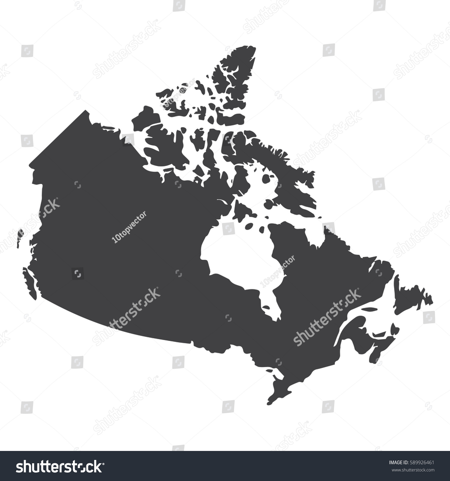 Canada Map Black On White Background Stock Vector (Royalty Free ...