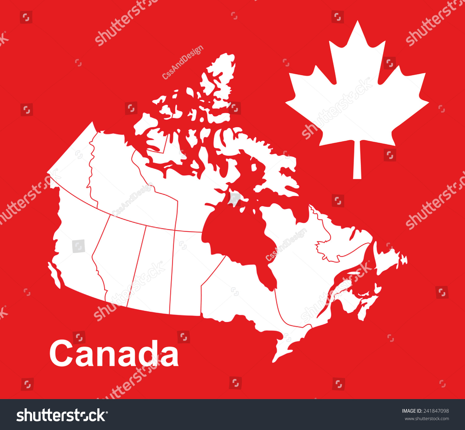 Canada Map Red Background Canada Map Stock Vector (Royalty Free) 241847098
