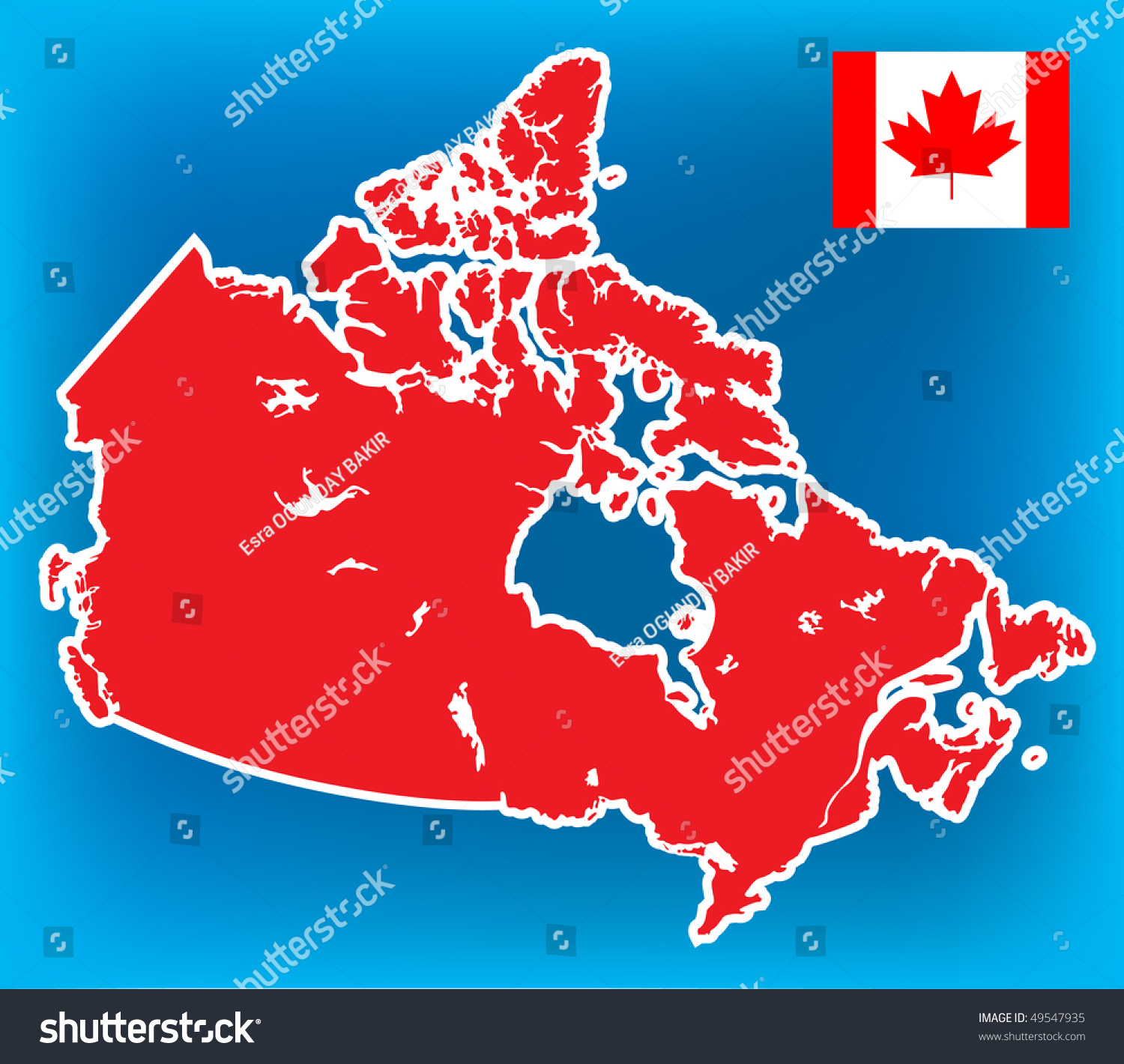 Canada Map Red White Stock Vector Illustration 49547935 : Shutterstock