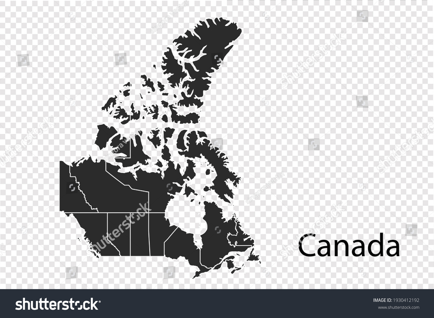 Canada Map Vector Black Color Isolated: เวกเตอร์สต็อก (ปลอดค่าลิขสิทธิ์