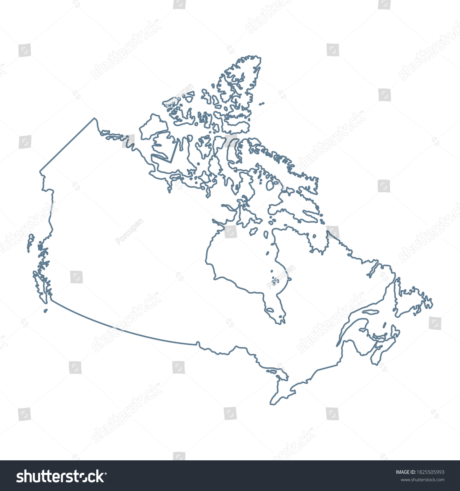 Canada Map Vector Contour Illustration Stock Vector (Royalty Free ...