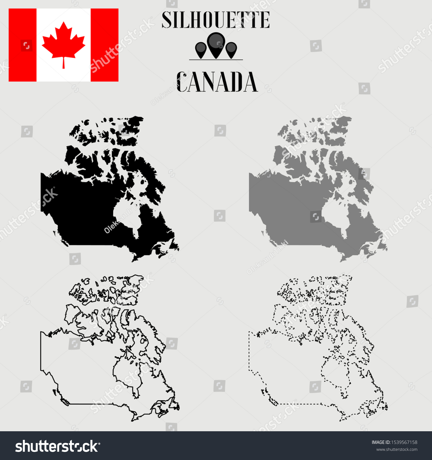 Canada Ottawa Toronto Outline World Map Stock Vector (Royalty Free ...