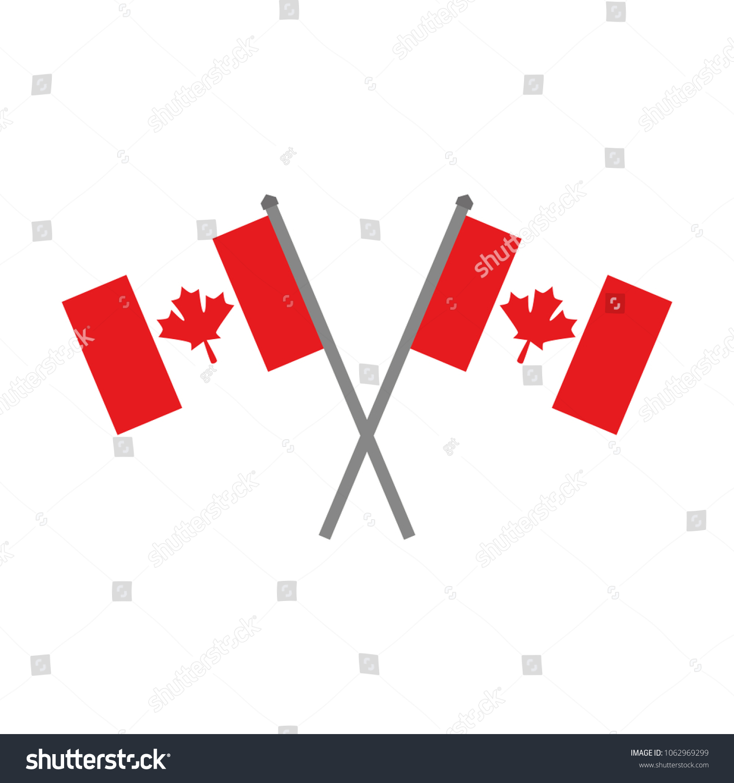 Canadian Flags Crossed Icon Stock Vector (Royalty Free) 1062969299